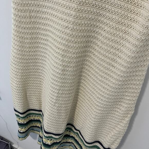 Universal Thread Cream & Green Crochet Knit Midi Dress Size Large - Picture 3 of 4
